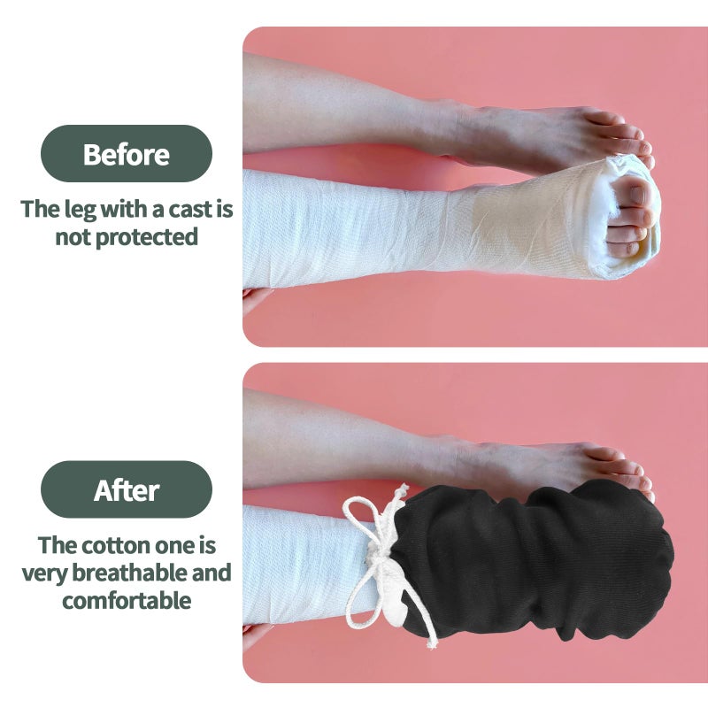 OXDFK Cast Sock Cover for Foot, Cast Cover for Foot, Leg Cast Cover, Adjustable Drawstring Foot Cast Cover for Men and Women(Thick, Black) - Image 4